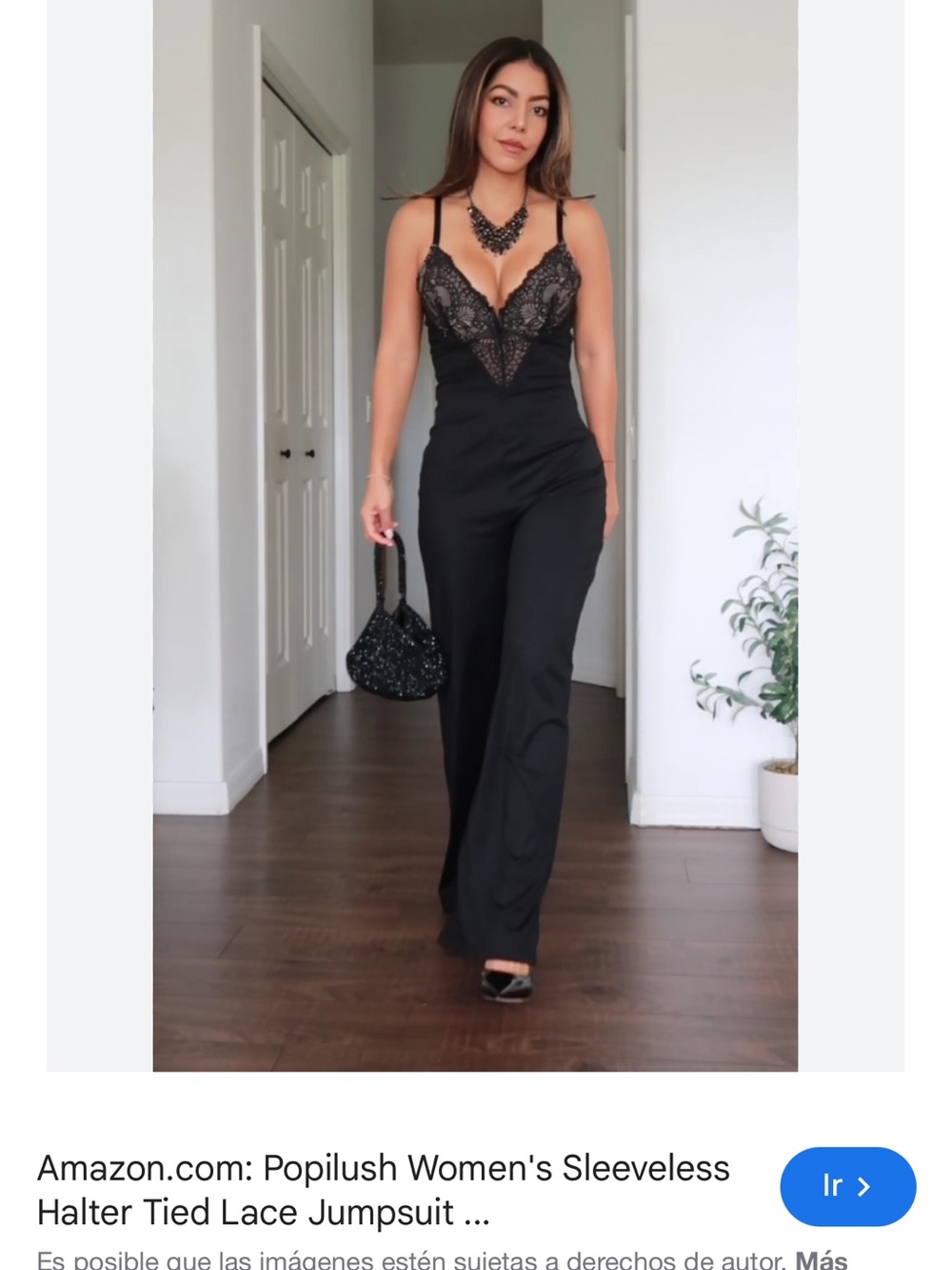 Popilush Black Lace Halter Jumpsuit
